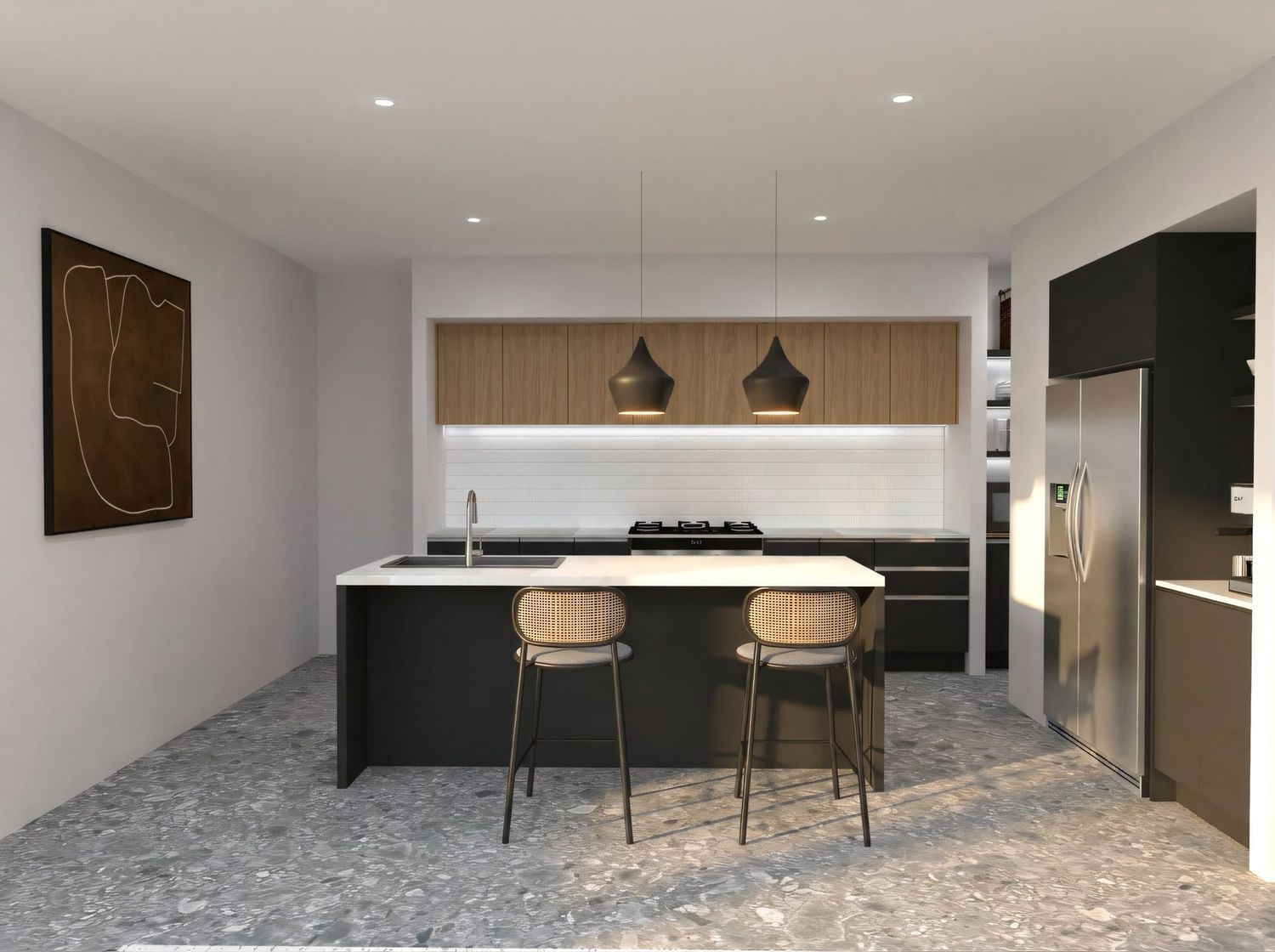 The same kitchen under showroom light.